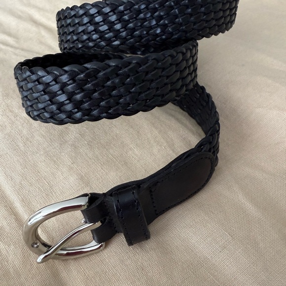 Coach Other - Coach Black Braided Leather Belt with Silver Buckle